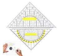 HAYGEM Set Square with Handle, 45 Degree Set Square Large with Yellow Scale, Protractor Geography, Flexible Triangle for School Offices, Technical Drawings, Mathematics and Art, Set of 2