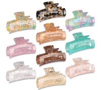 HAYHOI 10 Pcs Hair Claw Clips, Marble Tortoise Acrylic Large Hair Claw Clip Thick Thin Hair, Cute Butterfly Hair Barrettes Pins, Aesthetic Styling Accessories ,Brown Opal Pink, 10.0 count, Pack of 10