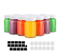 HAYHOI 12 Pack 60ML Glass Shot Bottles With Caps, 2 OZ Empty Wellness Juice Bottles, Reusable Clear Glass for Homemade Beverages