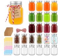 HAYHOI 60 ml 2oz Mini Mason Jars with Lids,Small Glass Shot Bottles 25 Pack