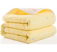 Hayisugar Baby Swaddle Blankets 6 Layer Muslin Swaddle Wrap 100% Cotton Stroller Cover Receiving Blankets Infant, Newborn Blanket for Crib, Travel, Outdoor, Yellow Heart, 110x110cm