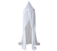 Hayisugar Bed Canopy Bedcover Kid Baby Triangle Tassel Decor Mosquito Net Curtain Bedding Round Dome Bet Tent, White