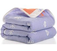 Hayisugar Muslin Baby Blankets 6 Layers 100% Cotton Muslin Swaddle Blanket Soft Infant Large Muslin Cloths Baby Swaddle Wrap for Newborn Kids, Purple Moose, 120x150cm