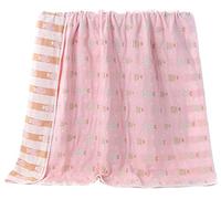 Hayisugar Soft Baby Blankets 6 Layer Muslin Cloth - 100% Cotton Kids Toddler Blanket Baby Swaddle Blanket for Boys & Girls, Pink Fish, 120 x 150 cm