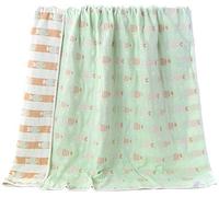 Hayisugar Soft Baby Blankets 6 Layer Muslin Cloth - 100% Cotton Kids Toddler Blanket Baby Swaddle Blanket for Boys & Girls, Green Fish, 120 x 150 cm