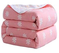 Hayisugar Throws Blankets Fleece Double/Twin Size - 100% Pure Cotton Super Soft Fluffy Bed Blankets Throws Warm Blanket for Sofa Throws Blanket Bedspread, Pink Daisies, 120 x 150cm