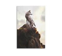 HAYKO Fierce Animals Poster Lone Wolf On The Peak Poster Decorative Painting Canvas Wall Posters And Art Picture Print Modern Family Bedroom Decor Posters 12x18inch(30x45cm)