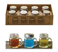 Hayley Cherie® - Mason Jar Shot Glasses with Lids (Set of 8) - Mini Mason Shooter Glass with Handles - 2 Ounces by Hayley Cherie