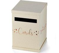 Hayley Cherie - Rustic Gift Card Box with Copper Foil Design - Linen Textured Finish - Large Post Box Size 8.7" x 8.7" x 12.8" - For Weddings, Baby Showers, Birthdays, Graduations, Parties