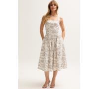 Hayley Corset Inspired Josephine Print Midi Dress In Cream Lily and Lionel Ecru 12