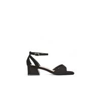 'Hayley' Strappy Block Low Heel Sandals With Cut Out XY London Jet Black 5