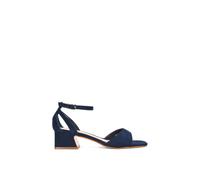 'Hayley' Strappy Block Low Heel Sandals With Cut Out XY London Navy 3