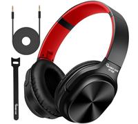 Hayner-Seek Studio Headphone Over Ear Stereo Monitoring Closed Back-Red Headphones for PC, Phone, Chatting, Music, DJ, Podcast (Classical Black-Red)