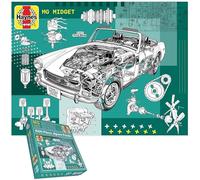 Haynes MG Midget Jigsaw Puzzle 1000 Pieces - Classic British Sports Car 1961-1979 | Detailed Technical Artwork | Iconic Lightweight Roadster Gift for Car Enthusiasts & Collectors