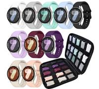 HAYONLIY 10 Pack Silicone Bands with Storage Case Compatible for Samsung Galaxy Watch 7 6 5 4 Band 40mm 44mm/Watch FE 40mm/Watch 6 Classic 43mm 47mm/5 Pro 45mm, No Gap Sport Strap for Women Men