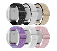 HAYONLIY 6 Pack Stretchy Nylon Bands Compatible with Gizmo Watch 3 Adventrue 3 2 1/Gabb Watch 3e 3 2 1/SyncUP Watch/Cosmo JrTrack Watch Band, 20mm Soft Breathable Replacement Bling Strap for Kids