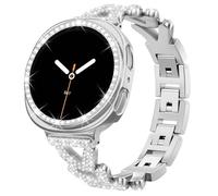 HAYONLIY Band with Case Compatible for Samsung Galaxy Watch 8 40mm,Sparkling Bling Rhinestone Metal Strap with PC Protective Bumper Face Cover