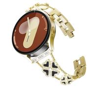HAYONLIY Bling Diamond Metal Band Compatible for Samsung Galaxy Watch 7 6 5 4 Band 40mm 44mm/5 Pro 45mm/6 Classic 43mm 47mm/FE 40mm/Active 2, 20mm Cute Lucky Heart-Shaped Clover Dressy Bracelet Women