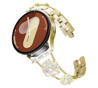 HAYONLIY Bling Diamond Metal Band Compatible for Samsung Galaxy Watch 7 6 5 4 Band 40mm 44mm/FE 40mm/5 Pro 45mm/6 Classic 43mm 47mm/Active 2, 20mm Cute Lucky Heart-Shaped Clover Dressy Bracelet Women