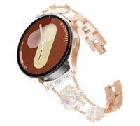 HAYONLIY Bling Diamond Metal Band Compatible for Samsung Galaxy Watch 7 6 5 4 Band 40mm 44mm/FE 40mm/5 Pro 45mm/6 Classic 43mm 47mm/Active 2, 20mm Cute Lucky Heart-Shaped Clover Dressy Bracelet Women