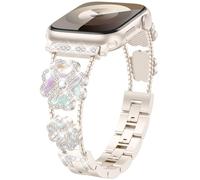 HAYONLIY Bling Diamond Metal Band Compatible with Apple Watch 40mm 41mm 38mm 42mm Cute Lucky Heart-Shaped Clover Dressy Bracelet Women,Sparkling Strap for iwatch Series 10/9/8/7/6/5/4/3/2/1SE/Ultra