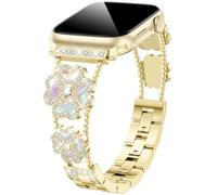 HAYONLIY Bling Diamond Metal Band Compatible with Apple Watch 40mm 41mm 38mm 42mm Cute Lucky Heart-Shaped Clover Dressy Bracelet Women,Sparkling Strap for iwatch Series 10/9/8/7/6/5/4/3/2/1SE/Ultra