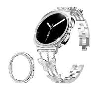 HAYONLIY Cute Bling Butterfly Bracelets and Case Compatible with Samsung Galaxy Watch 8 40mm 44mm, Elegant Glitter Metal Designer Jewellery for Women