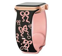 HAYONLIY Engraved Butterfly Bow Band Compatible with Compatible with Apple Watch 42mm 41mm 40mm 38mm, Cute Silicone Inlay Dressy Bracelet Wristband for 11 10 9 8 7 6 5 4 3 2 1 SE