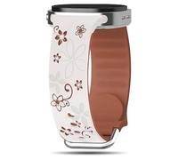 HAYONLIY Floral Engraved Bands Compatible with Samsung Galaxy Watch 8 40mm 44mm/Galaxy Watch 8 Classic 46mm,No Gap Soft Silicone Strap Women,Cute Flower Two-Tone