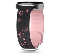 HAYONLIY Floral Engraved Bands Compatible with Samsung Galaxy Watch 8 40mm 44mm/Galaxy Watch 8 Classic 46mm,No Gap Soft Silicone Strap Women,Cute Flower Two-Tone