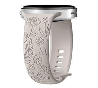 HAYONLIY Floral Engraved Bands Compatible with Samsung Galaxy Watch 8 40mm 44mm/Galaxy Watch 8 Classic 46mm,Cute Flower No Gap Soft Silicone Sport Strap Women