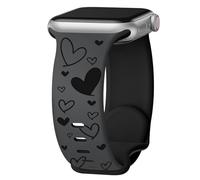 HAYONLIY Heart Engraved Cute Band Compatible with Apple Watch Bands 42mm 40mm 38mm 41mm 44mm 45mm 46mm 49mm for Women, Soft Two-Tone Silicone Sport Strap for iWatch Series 11 10 9 8 7 6 5 4 3 2 1 SE