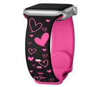 HAYONLIY Heart Engraved Cute Band Compatible with Apple Watch Bands 42mm 40mm 38mm 41mm 44mm 45mm 46mm 49mm for Women, Soft Two-Tone Silicone Sport Strap for iWatch Series 11 10 9 8 7 6 5 4 3 2 1 SE
