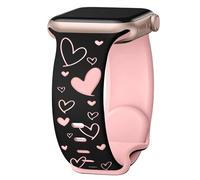 HAYONLIY Heart Engraved Cute Band Compatible with Apple Watch Bands 42mm 40mm 38mm 41mm 44mm 45mm 46mm 49mm for Women, Soft Two-Tone Silicone Sport Strap for iWatch Series 11 10 9 8 7 6 5 4 3 2 1 SE