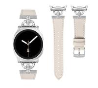 HAYONLIY Leather Band Compatible for Samsung Galaxy Watch 8 40mm 44mm/Galaxy Watch 8 Classic 46mm,Dressy Metal D-Shape Diamonds Genuine Leather Strap for Women