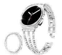 HAYONLIY Metal Bands and Case Compatible with Samsung Galaxy Watch 8 40mm 44mm,Sparkling Bling Diamond Strap with PC Protective Bumper Cover