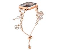 HAYONLIY Metal Bling Bands Compatible with Apple Watch Band 42mm 38mm 40mm 41mm, Dressy X-Shape Diamond Bracelet with Cute Pendants Women for iwatch Series 10 9 8 7 6 5 4 3 2 1 SE