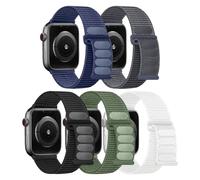 HAYONLIY Pack of 5 Stretchy Nylon Bands Compatible with Apple Watch Band 38 mm 40 mm 41 mm 42 mm 44 mm 45 mm 46 mm 49 mm, Adjustable Breathable Sport Strap for Series 11 10 9 8 7 6 5 4 3 Ultra SE Men