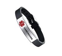 HAYOUWAY Adjustable Medical Alert ID Bracelet, Laser Engraved PARKINSONS Silicone Wristband, Emergency First Aid for Women Men Elderly