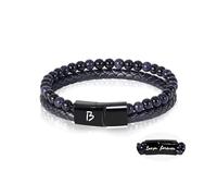 HAYOUWAY Gifts for Men Dad Him Boyfriend Son Husband Personalised Mens Leather Beaded Bracelets for Men with Magnetic Clasp Engraved A-Z Initial Bracelet Birthday Christmas Valentines Gifts for Him