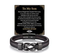 HAYOUWAY Mens Leather Bracelet For Him Infinity Knot Gift For Dad Husband Son Teenage Boys Christmas Birthday Fathers Day Valentines Stocking Fillers