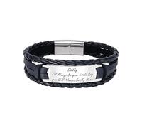 HAYOUWAY Mens Leather Bracelet Gifts for Men Him Dad Personalised Braided Leather Engraved Bracelet for Men Teen Boy Son Gifts with Stainless Steel Magnetic Clasp for Birthday Christmas Valentines Day