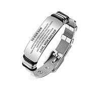 HAYOUWAY Son Bracelet Gifts from Mum Dad, Personalised Gifts for Men To My Son Grandson Bracelet, Stainless Steel Engraved Personalised Mens Bracelet Gift for Son Boy on Birthday Anniversary Christmas
