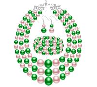 Haysandy 1920s Large Big Pearl Necklace Bracelet and Earring Wedding Faux Pearls Jewelry Set Multi Strand Simulated Pearl Necklace Chunky Pearls Costume Jewelry for Women Girls Bride Gift, No Gemstone