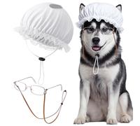 Haysandy 3 Pcs Old Lady Costume for Dog Mop Cap Grandma Glasses with Strap for Halloween Party Cosplay Wolf Granny Costume with Little Red Riding Hood Accessory for Small Medium Large Dogs