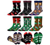 Haysandy 6 Pairs Billiards Gift for Men Novelty Socks Pool Man Cotton Crew Socks Xmas Holiday Father's Day Gifts for Dad Billiards Lovers