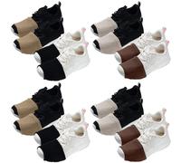 Haysandy 8 Pairs Dance Shoe Covers Over Shoes Socks for Dancer Women(M,Brown Series,Footed Style)