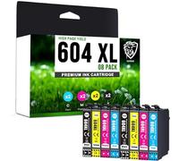 HAYSAR 604XL Set of 8 Value Pack High Yield 604 XL Replacement Ink Cartridges For Epson Printers Expression Home XP-2200 XP-2205 XP-3200 XP-3205 XP-4200 XP-4205 Workforce WF-2910 WF-2930 WF-2935