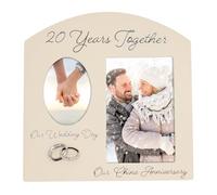 Haysom Interiors 20th Anniversary 20th Anniversary 20th Anniversary 20th Anniversary Light Beige Photo Frame with Double Silver Rings | Beautiful 20th Anniversary Photo Frame