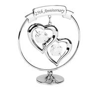 Haysom Interiors Modern 25th Anniversary Silver Plated Metal Keepsake Gift Ornament with Clear Austrian Crystal Glass